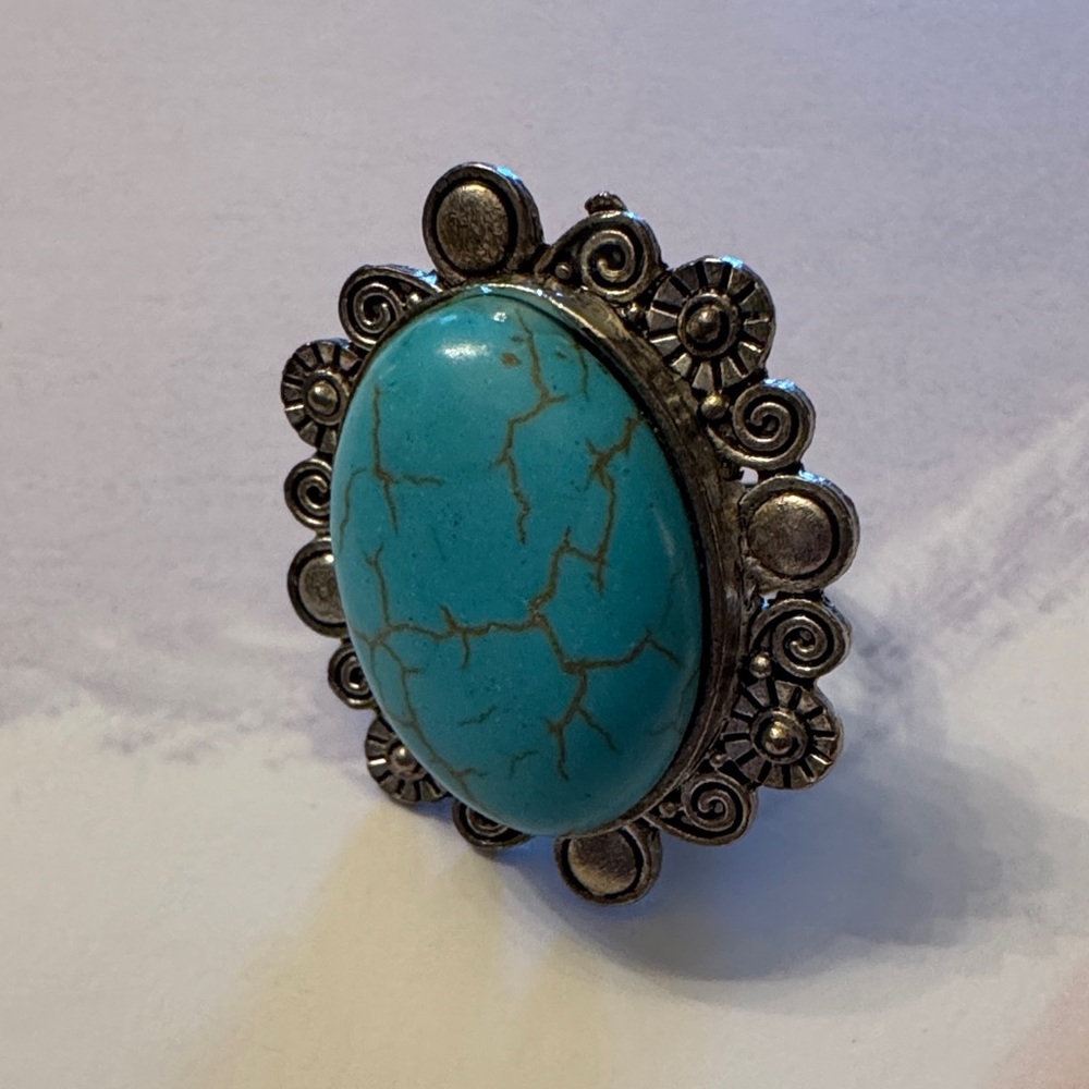 Turquoise and Silver Statement Ring
